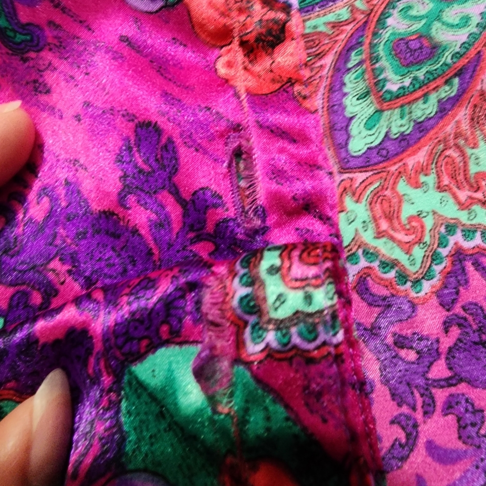 Victoria's Secret Vintage Gold Label Satin Floral paisley Sleep Shirt Size S - Picture 10 of 14